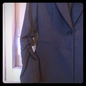 Grey Blazer With Gathered Sleeve