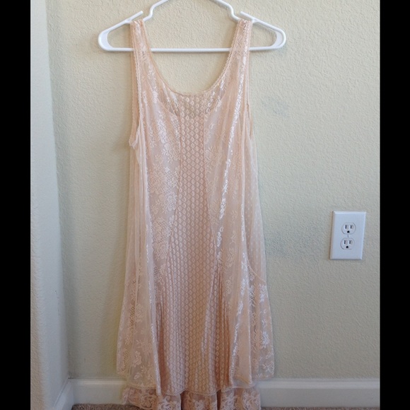 Free People blush/pink lace dress with slip