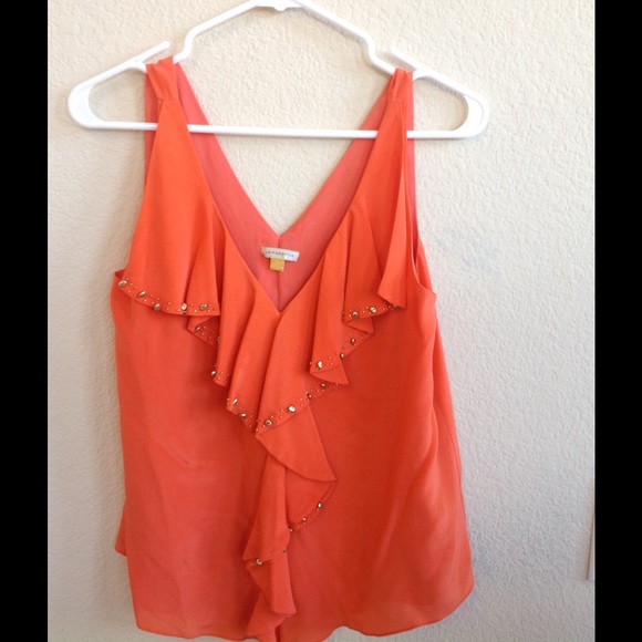 Anthropologie Leifsdotter orange silk top