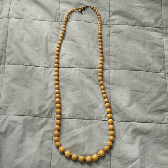 Wood Creamy Tan Beaded Necklace
