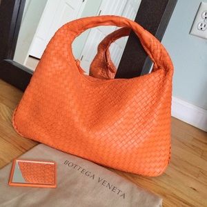 NEW Bottega Veneta Intrecciato orange woven  hobo