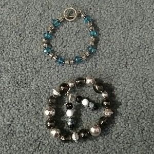 2 bracelets, 1 with matching earrings
