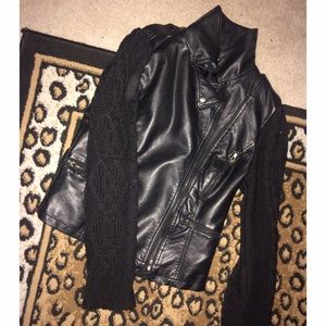 black leather jacket