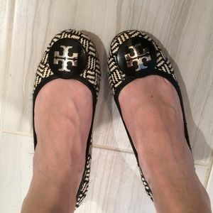 Tory Burch Reva Woven Straw Flats