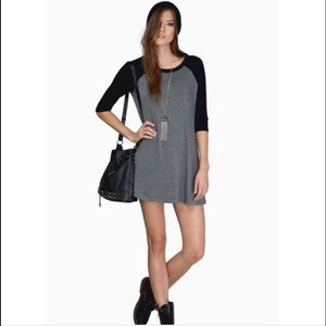Black Grey Baseball Tee Dress