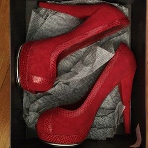 Red Suede High Heels
