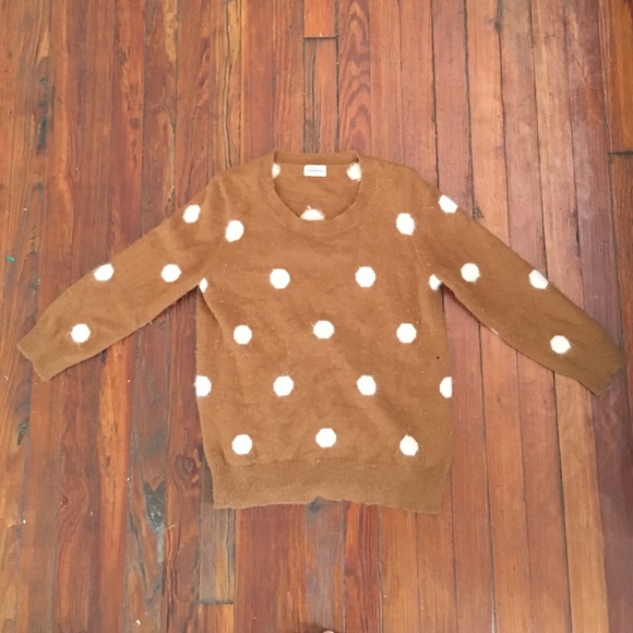 Madewell brown and white polka dot sweater