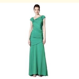 Carmen Marc Valvo Cap Sleeve Chiffon Gown