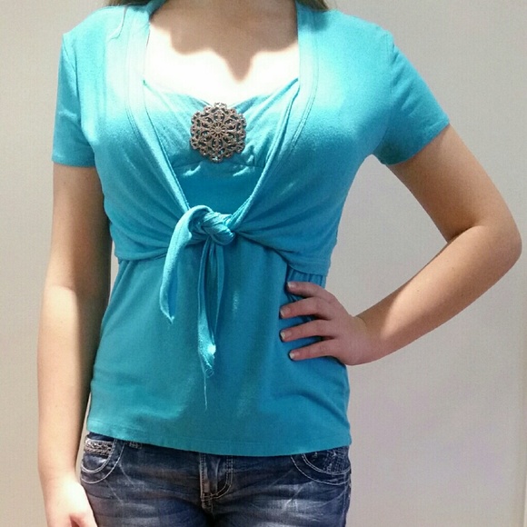 Cute aqua blue tank and shrug set