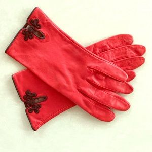 Red vintage leather gloves