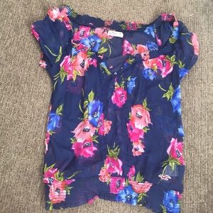 Hollister off the shoulder floral shirt