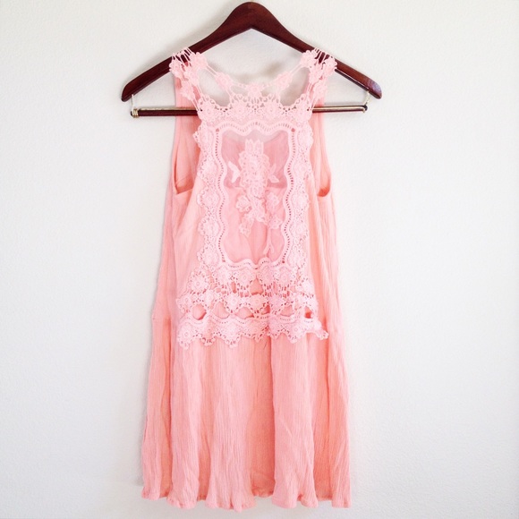 peach crochet tunic - Picture 3 of 4