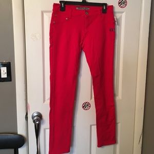Red Stretchy Straight Legged Pants