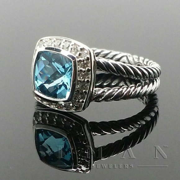 David Yurman Albion BLUE TOPAZ and DIAMONDS Ring - Picture 1 of 4