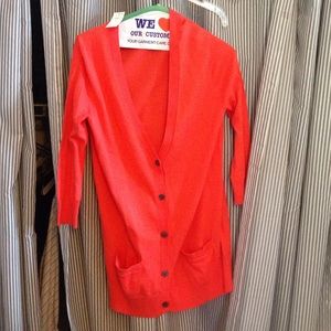 Gap bright coral boyfriend cardigan size s/t NWT