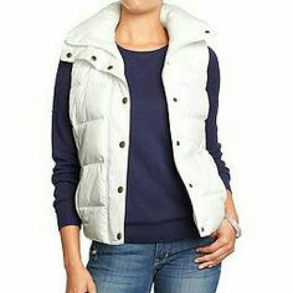 White Quilted Puffer Vest XS Fleece Lined