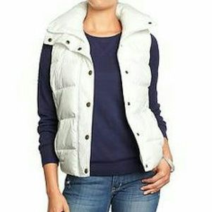 White Quilted Puffer Vest XS Fleece Lined