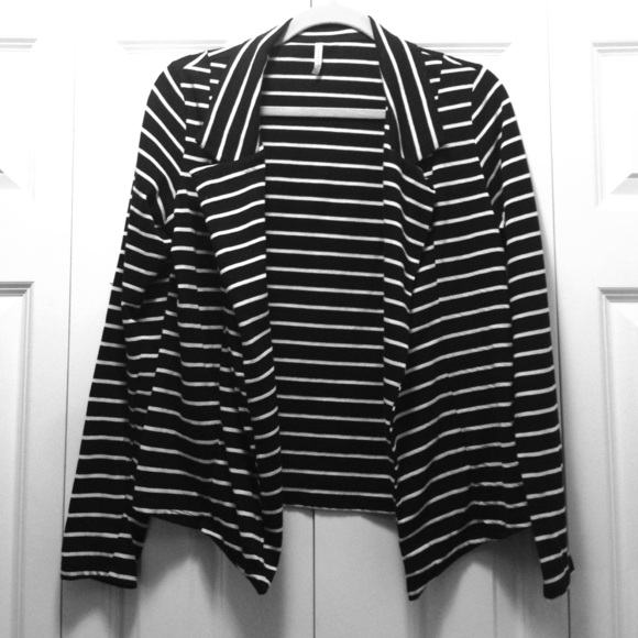 Black and White Striped Blazer