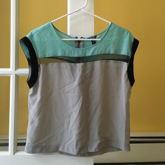 Mint black and gray top with sheer panel - Picture 1 of 4