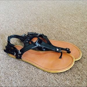 Brown and Black Strapped Sandals
