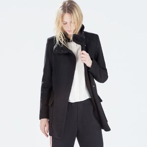 Zara black funnel coat
