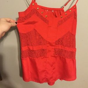 Red studded tank top