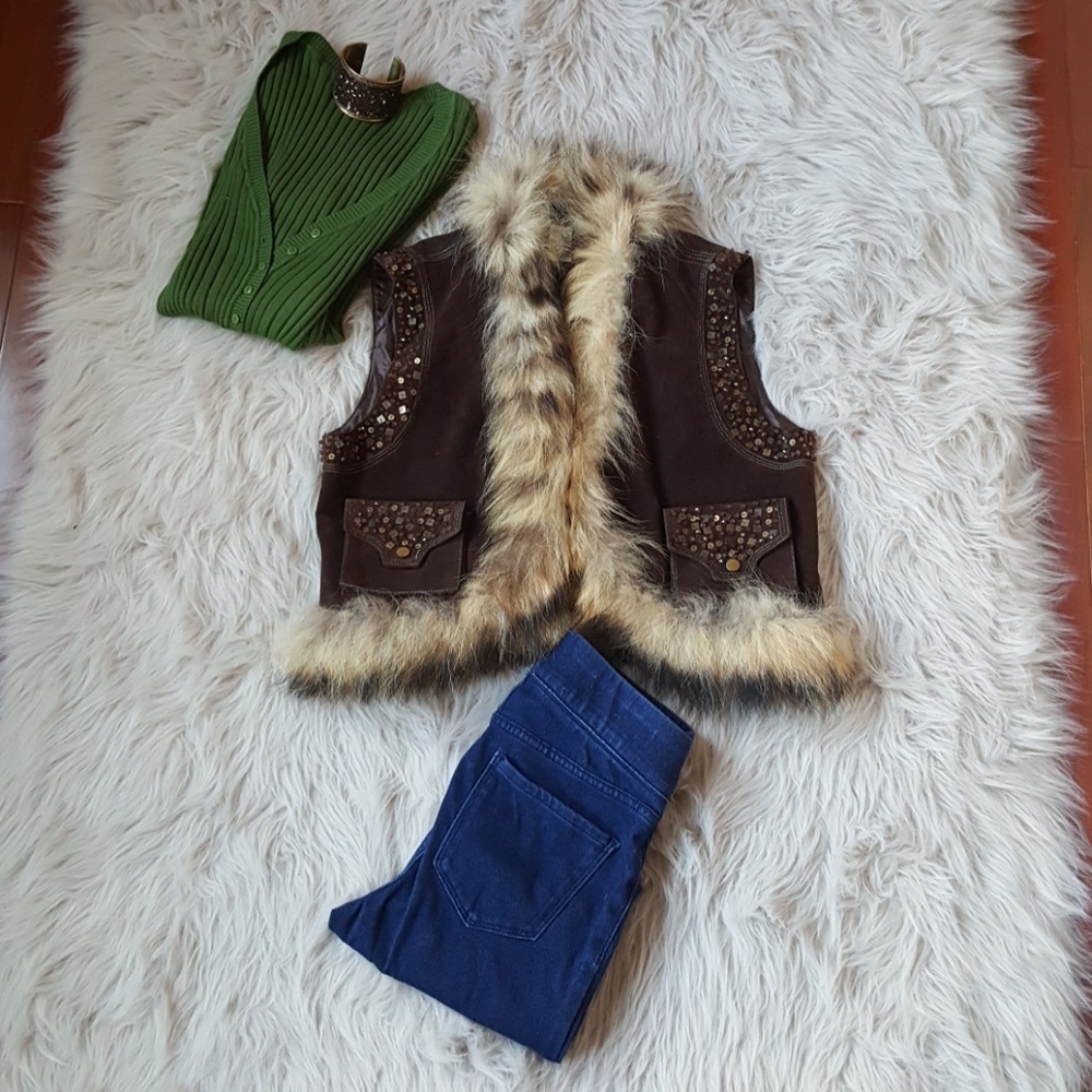 Fur lined suede vest