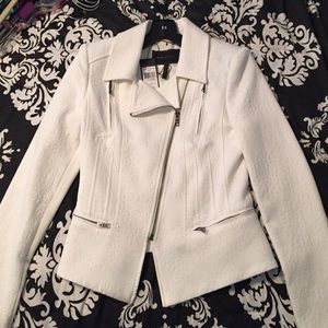 Bcbg Max Azria white textured Moto jacket