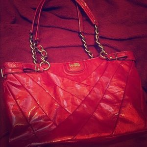 Hot pink Patent Coach tote