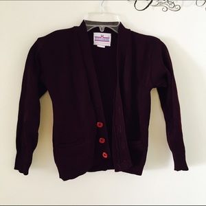 Preppy School Girl Burgundy Button Sweater