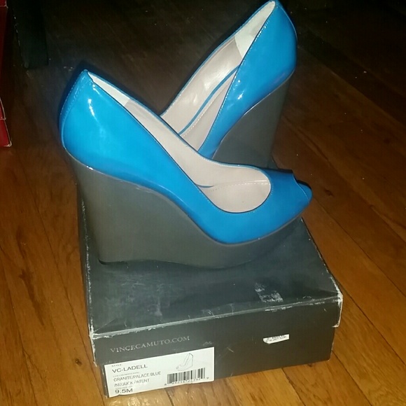 Blue Platform Peep-toe