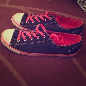 Navy blue and pink converse