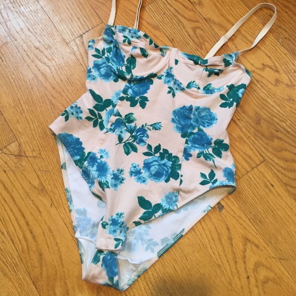 Floral American apparel bustier bodysuit