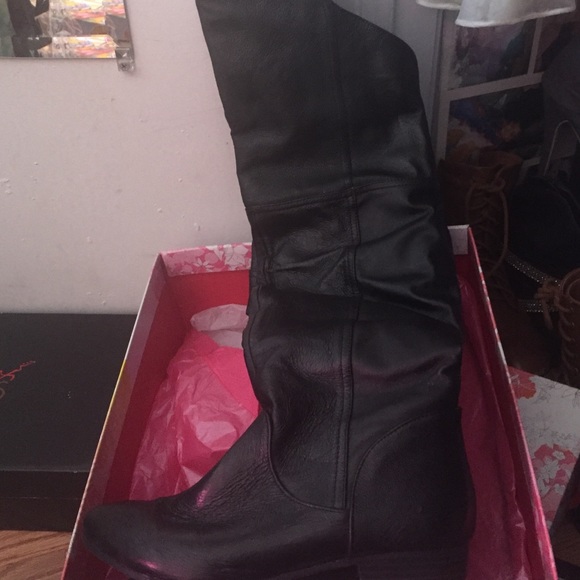 Over the knee black leather boot