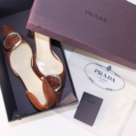 Prada Shoes - Prada Cognac Kitten Heels