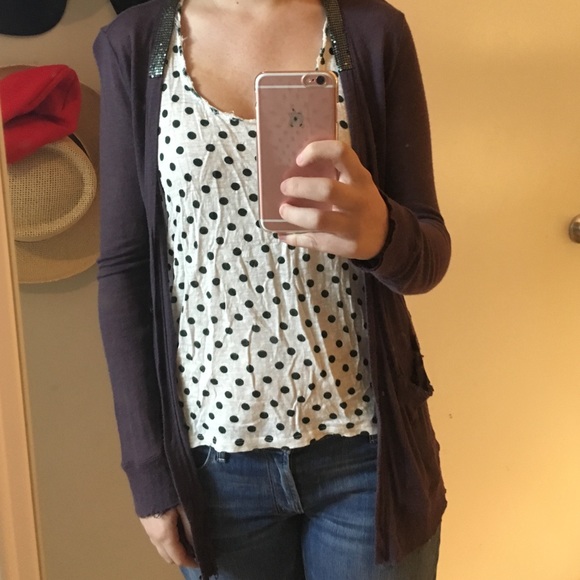 Madewell long purple embellished sweater