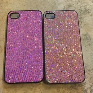 2 pink sparkly iPhone 4 cases!