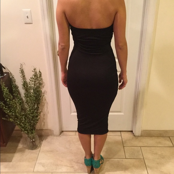 Black strapless midi dress - Picture 2 of 2