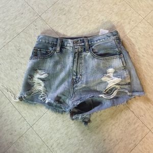 High Waisted Light-Wash Denim Shorts