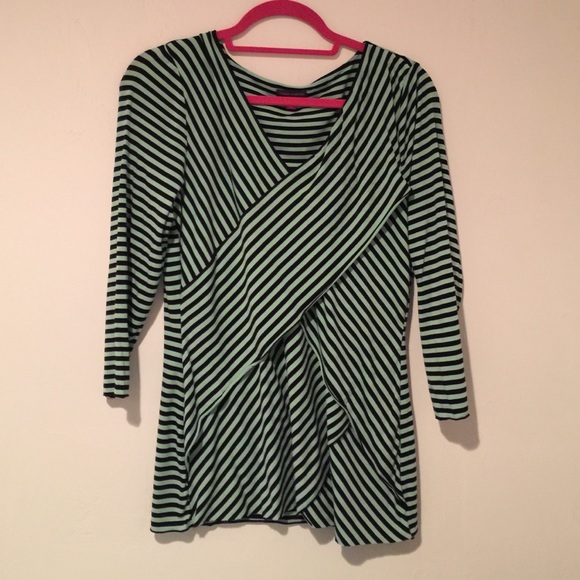 Vince Camuto top in turquoise/black stripes