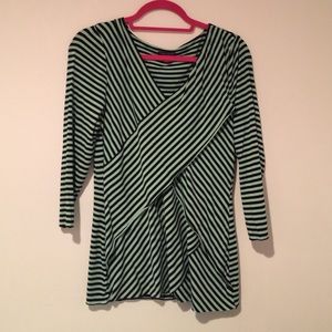 Vince Camuto top in turquoise/black stripes