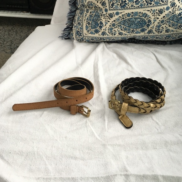 2 belts brown and gold-braided - Picture 1 of 3