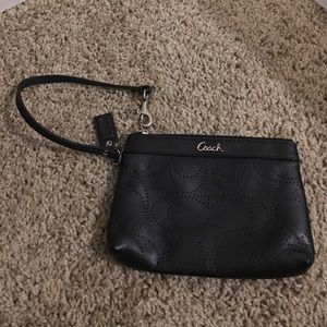 Black coach leather wristlet