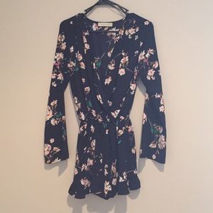 Navy Floral Long-Sleeved Romper