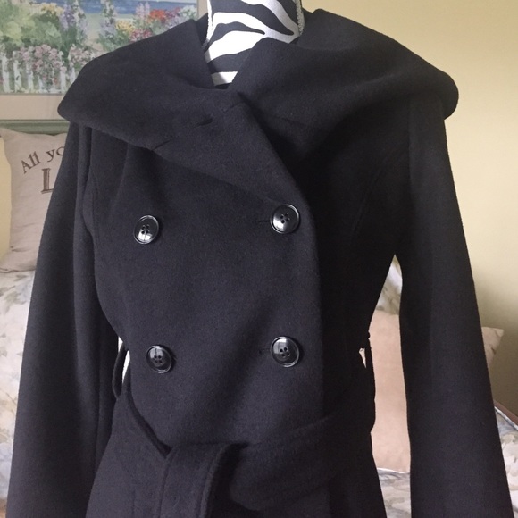 SOLD-- Banana Republic Hooded Wool PeaCoat - Picture 2 of 4