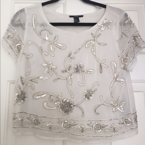 Forever 21 delicate beaded boxy crop top