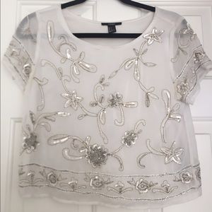 Forever 21 delicate beaded boxy crop top