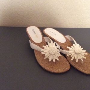 White Flower slip on sandals size 7
