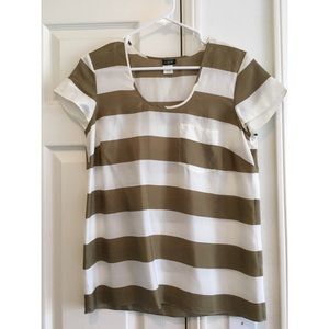 J.Crew 100% Silk Striped T-Shirt