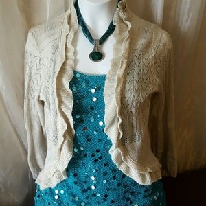 Chic Ruffled Shrug Sweater by Shasa